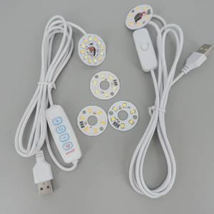 화이트 컬러 DC 5V 3W USB LED 조명 2835 칩 단일 조광기 독서 밤 책상 책 태블릿 램프 스위치 전원 케이