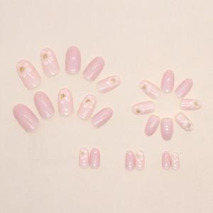 젤리 1개와 네일 포함된 짧은 프렌치 심플 플라워 24개