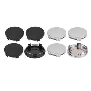 4Pcs 60mm ABS 휠 허브 센터 캡 - 자동차트럭용 범용 스냅인 커버, 낙하 방지 및 자외선 방지(블랙실버)