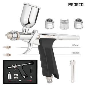 중력 피드 듀얼 액션  그립 에어 브러시 트리거 형 팬 스프레이 0.3mm0.5mm 15CC 자동차 모델 용 유체 컵 D