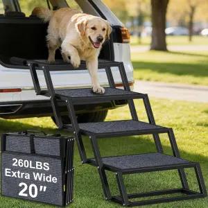 대형견을 위한 URPOWER 개 계단 5인치 초광각 20인치 - 차량용 하이베드 접이식 반려동물 계단용 분리형