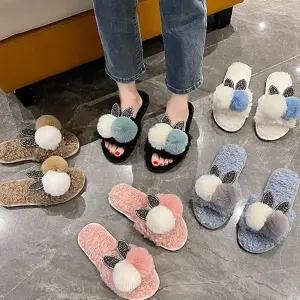 털슬리퍼 귀여운 토끼 거실화 실내화 여성 사무실