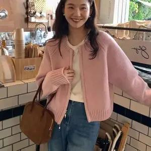 여성 라운드넥 스웨터 니트 가디건 집업 아우터 5색