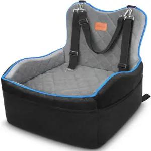 고가 개 카시트 앞/뒷좌석에 소형/소형견용 부스터 6인치 메모리 폼 3개의 수납 포켓 및 안전 벨트 여행용