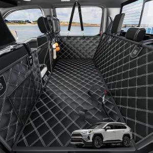 탈부착이 가능한 담요가 있는 뒷좌석용 RYNVALE 스튜디오 반려견 카시트 커버 반려견용 방수 하드 바텀 카