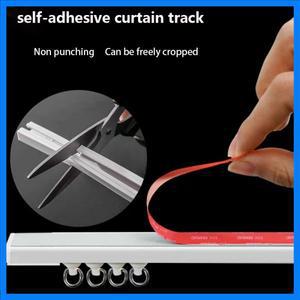 나노 사일런트 트랙을 펀칭하지 않고 자체 접착 커튼 슬라이딩 상단 장착 측면 홈 창 장식 액세서리
