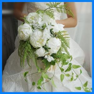웨딩 부케 녹색 잎과 인공 실크 장미 웨딩 꽃꽂이 테이블 센터 피스 홈 룸 장식