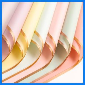 황금색 가장자리가 있는 꽃 포장지 10장, 방수 꽃다발 - DIY 결혼식 및 생일에 이상적