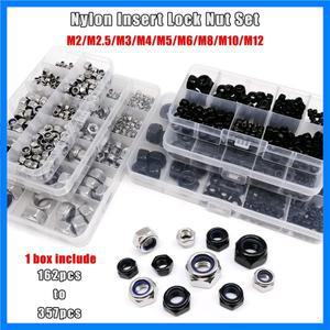 357/200/162개 혼합 M2에서 M12 세트 키트 DIN985 육각 나일론 인서트 셀프 락 너트 헥스 304 스테인리스