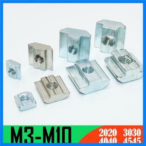 100/lot 슬롯 T 블록 3D 프린터 용 사각 너트 슬라이딩 해머 드롭 인 커넥터 2020 3030 알루미늄 압출 프로