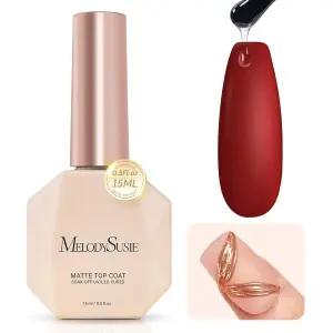 멜로디 수지 매트 젤 탑 코트 - 15ml 파우더 저항 포뮬러 오래 지속되는 자외선 경화제로 디테일한 크롬
