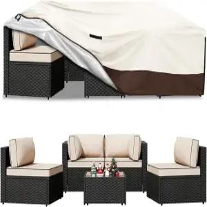 엑소쿠고 파티오 가구 커버 방수 헤비 듀티 야외 직사각형 테이블 5-8피스 단면 세트 의자 소파