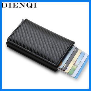 안티 Rfid 탄소 섬유 ID 신용 카드 소지자 남성용 지갑 미니 자동 팝업 은행 케이스 미니멀리스트 Vallet C