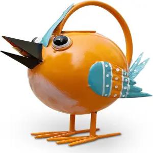 금속 귀여운 새 물뿌리개 실내/외 식물 장식용 및 기능성 1.8리터/0.5갤런 화분 가정용 농가 정원 장식