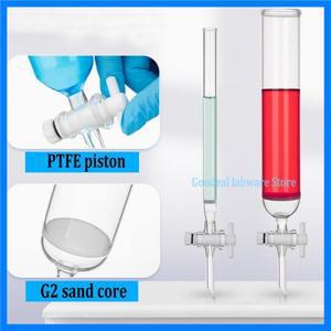 모래 코어가있는 PTFE 피스톤 크로마토 그래피 컬럼이있는 1pcs 실험실 유리 필터 컬럼
