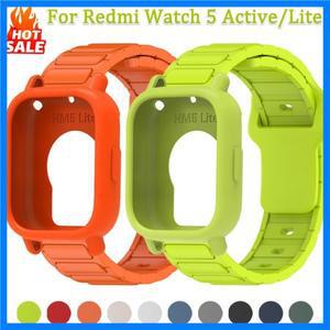 Redmi Watch 5 용 실리콘 케이스 + 스트랩 Lite 손목 밴드 팔찌 액티브 할로우 아웃 보호 커버
