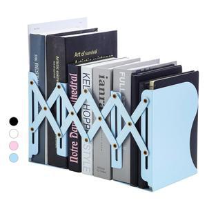 M&G 조절 가능한 책장용 북엔드, 무거운 책용 메탈 책상 잡지 파일 정리함 홀더, 최대 20인치까지 연장, 가정, 사무실, 교실용 북 스토퍼(파란색)