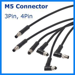 산업용 방수 1m 3m 5m 3Pin 4 핀 M5 센서 커넥터 엘보 스트레이트 남성 여성 패널 플러그 소켓 스레드 커플