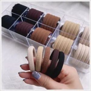여성 똥머리 고무줄 헤어밴드 머리끈 브라운 20p 통통머리끈 곱창머리끈