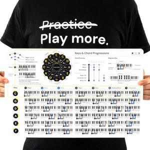 피아노 코드 차트 - 보호 마감 카드 치트 시트 초급 음악 학습 도구 폴더에 적합 및 중급 연주자를 위한 코드와 키 학습을 대형 다이어그램