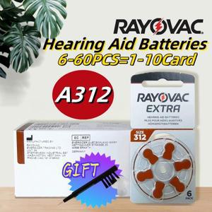 RAYOVAC EXTRA 6-60Pcs 보청기 배터리 A312 PR41 BTE CIC RIC OE Hearin 용 고성능 아연 공기