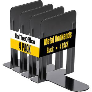 1InThe Office 블랙 메탈 북엔드, 4 / 팩 - 8 1/4