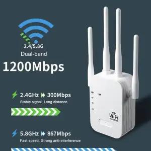 1200Mbps WiFi 리피터 무선 WIFI Extende 부스터 2.4G/5G 듀얼 밴드 네트워크 증폭기 장거리 신호 라우터