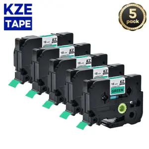 KZE 5pcs 741 검정색 녹색 18mm 적층 tze 테이프 호환 Brother tze741 TZe TZ-741 p-touch 라벨 프린터