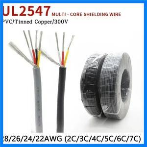 28/26/24/22AWG UL2547 차폐 신호선 구리 케이블 2 3 4 5 6 7 8 코어 PVC 채널 오디오 헤드폰 제어 와이어