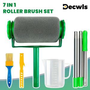 7in 1 다기능 페인트 롤러 브러시 세트, 1000ml 계량컵, 1m 연결 막대, 교반봉, 가정용 DIY 페인팅 도구,