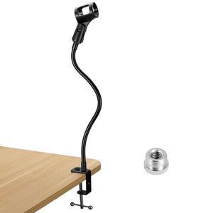 QWORK Gooseneck 데스크톱 마이크 스탠드, 팟캐스트, 회의, 강연, TV, 라디오를 위한 360 조절 가능한 스탠드