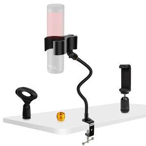 마이크 스탠드 13인치 유연한 구스넥 데스크톱 다기능 스탠드, 업그레이드된 클립과 튼튼한 책상 클램프, 3/8인치에서 5/8인치 범용 마이크용 나사 어댑터 포함