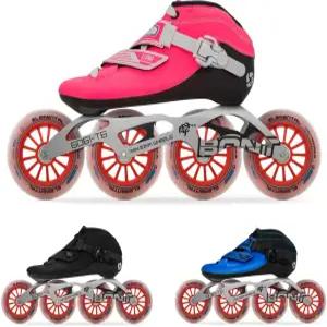 본트 인라인 스피드 스케이팅 레이싱 패키지 - 루나 스케이트 부츠 + 2PF 6061 프레임 엘리멘탈 휠 ABEC7