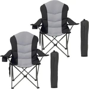 포리스트레일 오버사이즈 캠핑 의자 헤비 듀티 - 휴대용 접이식 컵 홀더 및 방수 휴대폰 케이스 해변