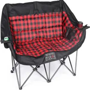 마나나 매너 더블 캠핑 의자 - 최대 650파운드 2인용 휴대용 및 접이식 추가 패딩 소파 컵 홀더 가방 포함