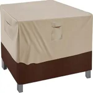 베일지 직사각형/오발 파티오 테이블 커버 헤비 듀티 및 방수 야외 잔디 가구 커버(베이지앤브라운 25 Lx25