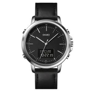 고급 남성 전자 아날로그 가죽 메탈 정장 패션 남자 손목시계