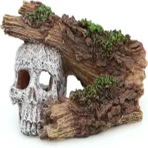 베타 시클리드 물고기를 위한 아쿠아 KT 수족관 풍경 골격 머리 두개골과 나뭇가지가 있는 수중 장식