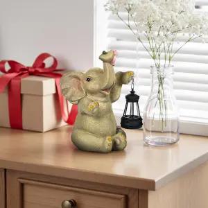 지갈루미 태양열 정원 동상 코끼리와 랜턴 코끼리 엄마를 위한 생일 선물. 코끼리는 마당 파티오 발코니