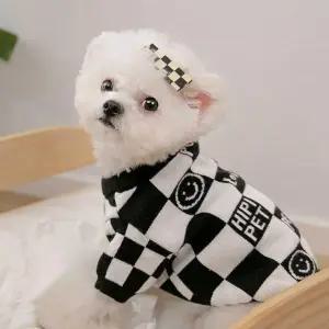 강아지 반려견 체크 패턴 부드러운 베이직 니트 코디 귀여운 강아지옷 데일리옷 봄가을