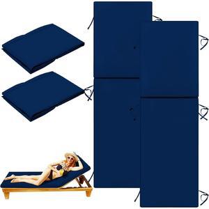 파티오용 야외 체이스 라운지 쿠션 커버(쿠션 미포함), 방수 의자 교체 커버, 가구용 시트 슬립커버(네이비 블루, 72