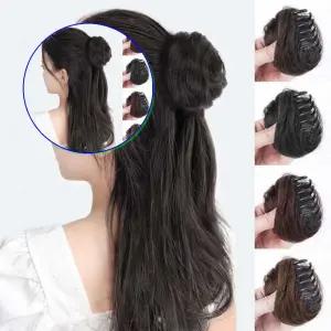 쌍문상회 부분가발 여성 똥머리 1P 패션 간편 집게핀