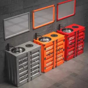 철제 인테리어 레트로 업소용 카페 화장실 세면대