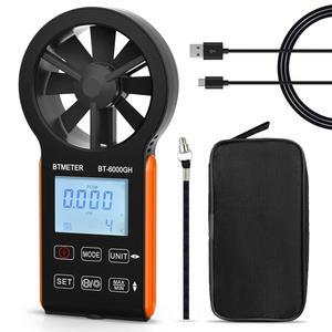 BT미터 풍속계 CFM 풍량계, 기류 게이지 측정 풍속 0.3~30m/s, HVAC 덕트 공기 환기구의 공기량 모니터링 0-9999900 ft3/min, 터치스크린 풍량계 6000GH