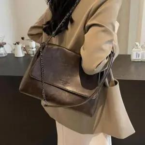 체인 스트랩 숄더 크로스백 빈티지 토트 여성용 핸드백 가방