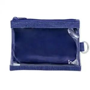 네이비 슬림 투명 D링 미니 여행용 보조 파우치 S