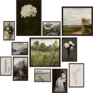 97 데코 빈티지 벽 아트 프린트 - 방 미학을 위한 포스터 장식을 무디 프랑스 컨트리 식물 그림 침실을