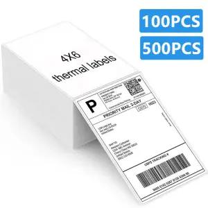 4X6 열전사 라벨 용지 100/500개 접착 스티커 배송 데스크탑 프린터용 DHL UPS 익스프레스 로고 바코드