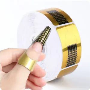 100pcs 네일 아트 양식 프랑스어 아크릴 UV 젤 팁 확장 가이드 스티커 빌딩 컬 금형 매니큐어