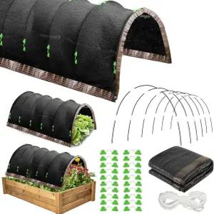 CIEOVO 식물 그늘막 천 세트 키 큰 침대용 온실 후프 클립 6세트 및 로프 6.56피트 x 4.9피트 우산 70